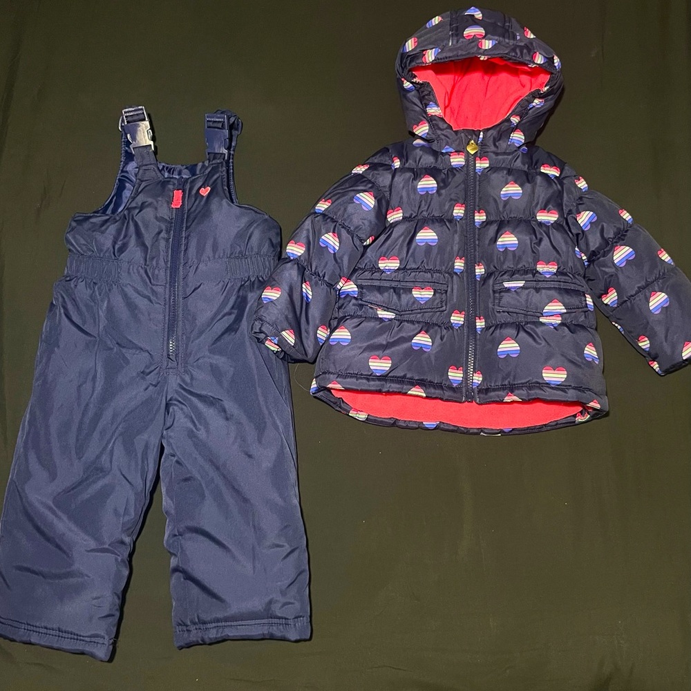 TWO SET Baby Winter Wear Puffer Jacket + Snow Bib